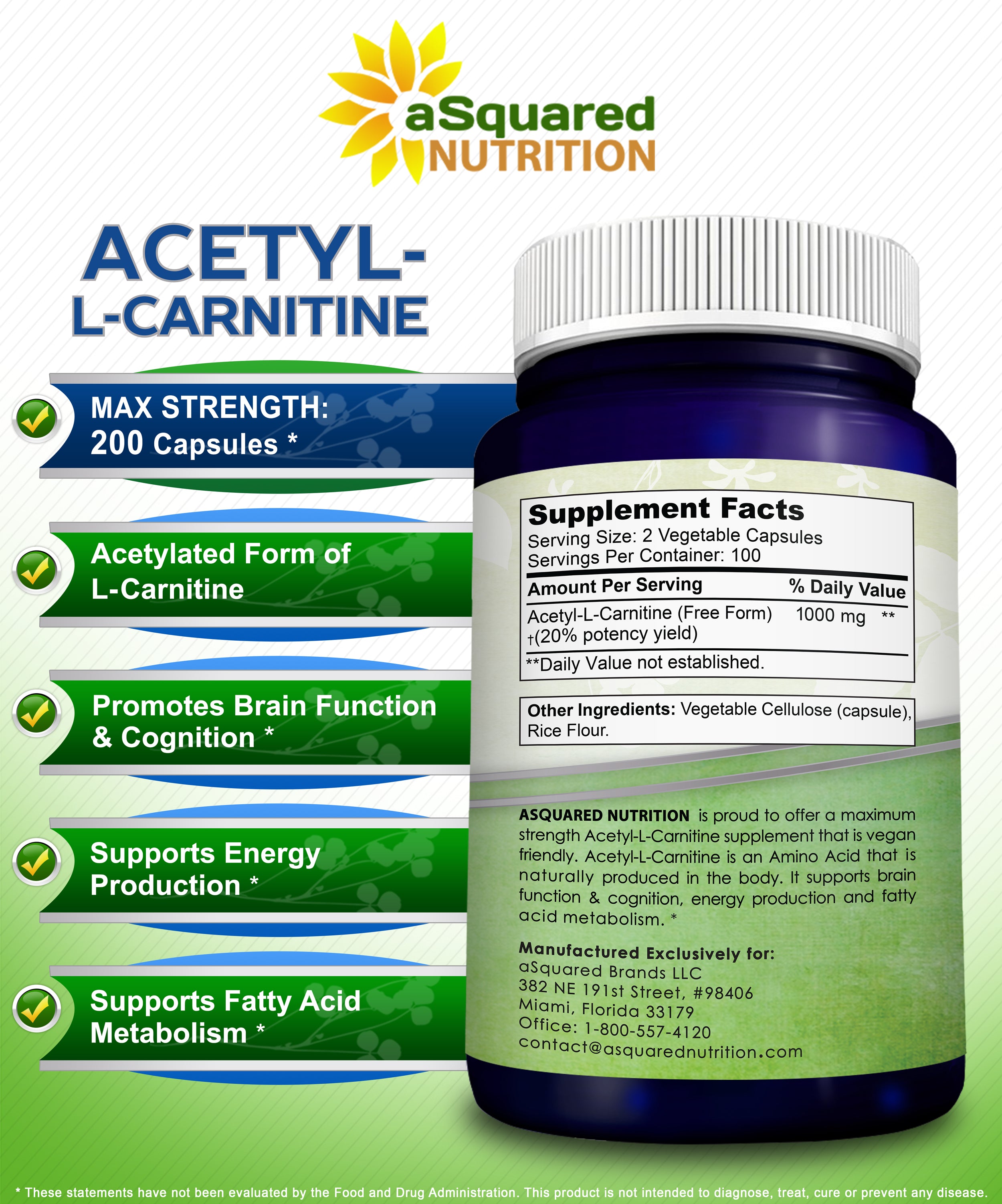 Acetyl L-Carnitine - aSquared Brands Acetyl L-Carnitine - aSquared Brands