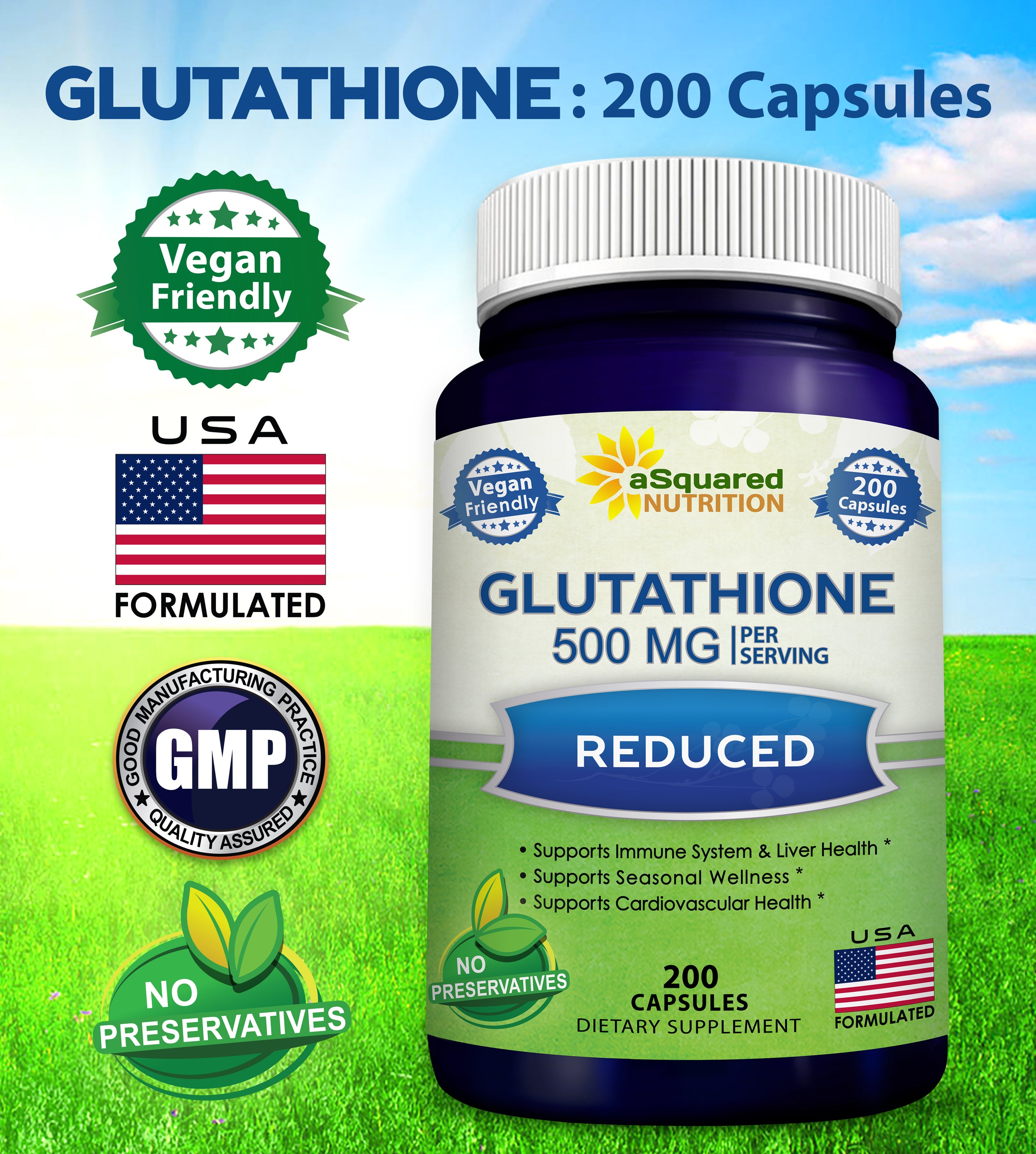 Glutathione 200 Capsules - aSquared Brands Glutathione 200 Capsules - aSquared Brands