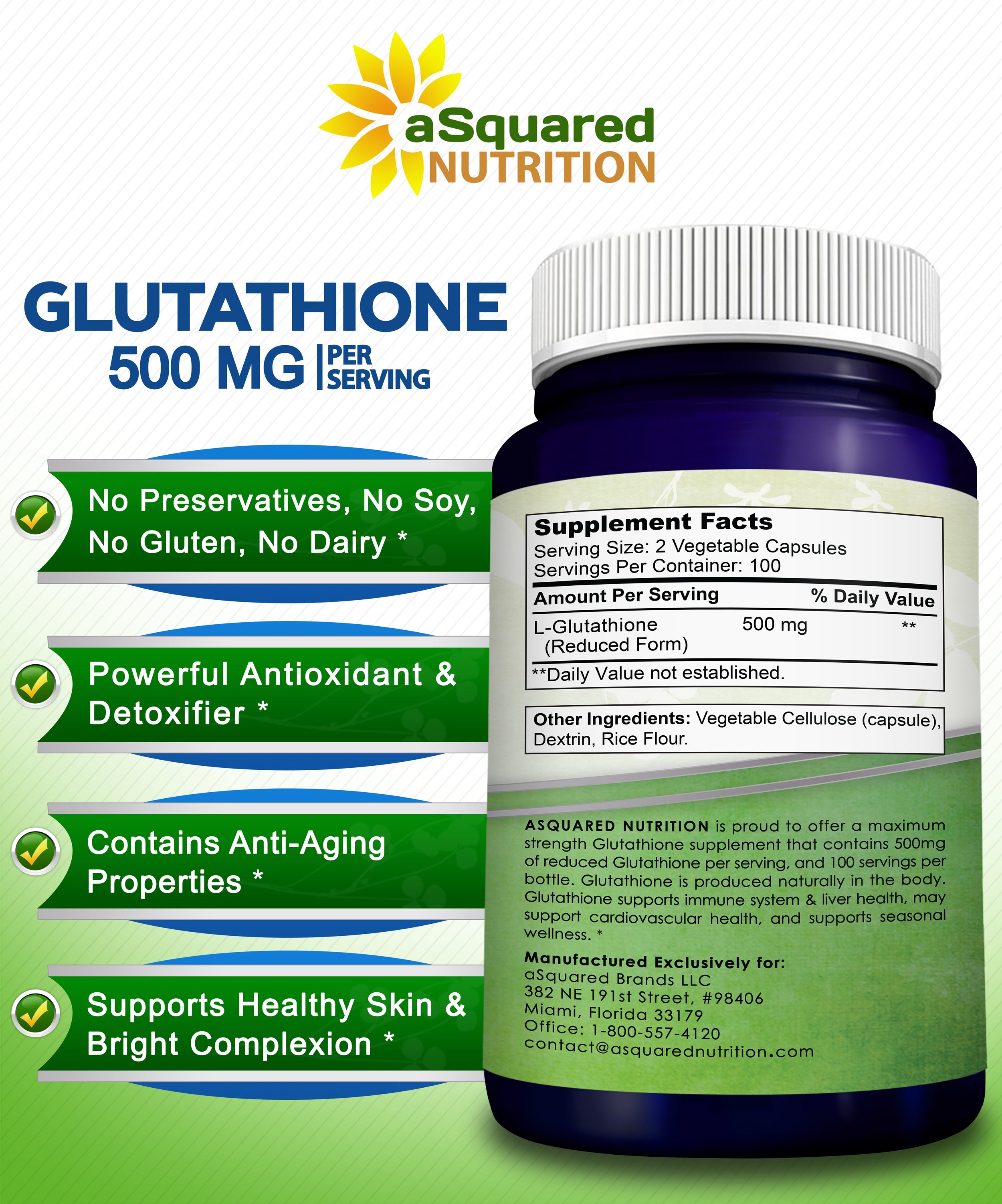 Glutathione 200 Capsules - aSquared Brands Glutathione 200 Capsules - aSquared Brands