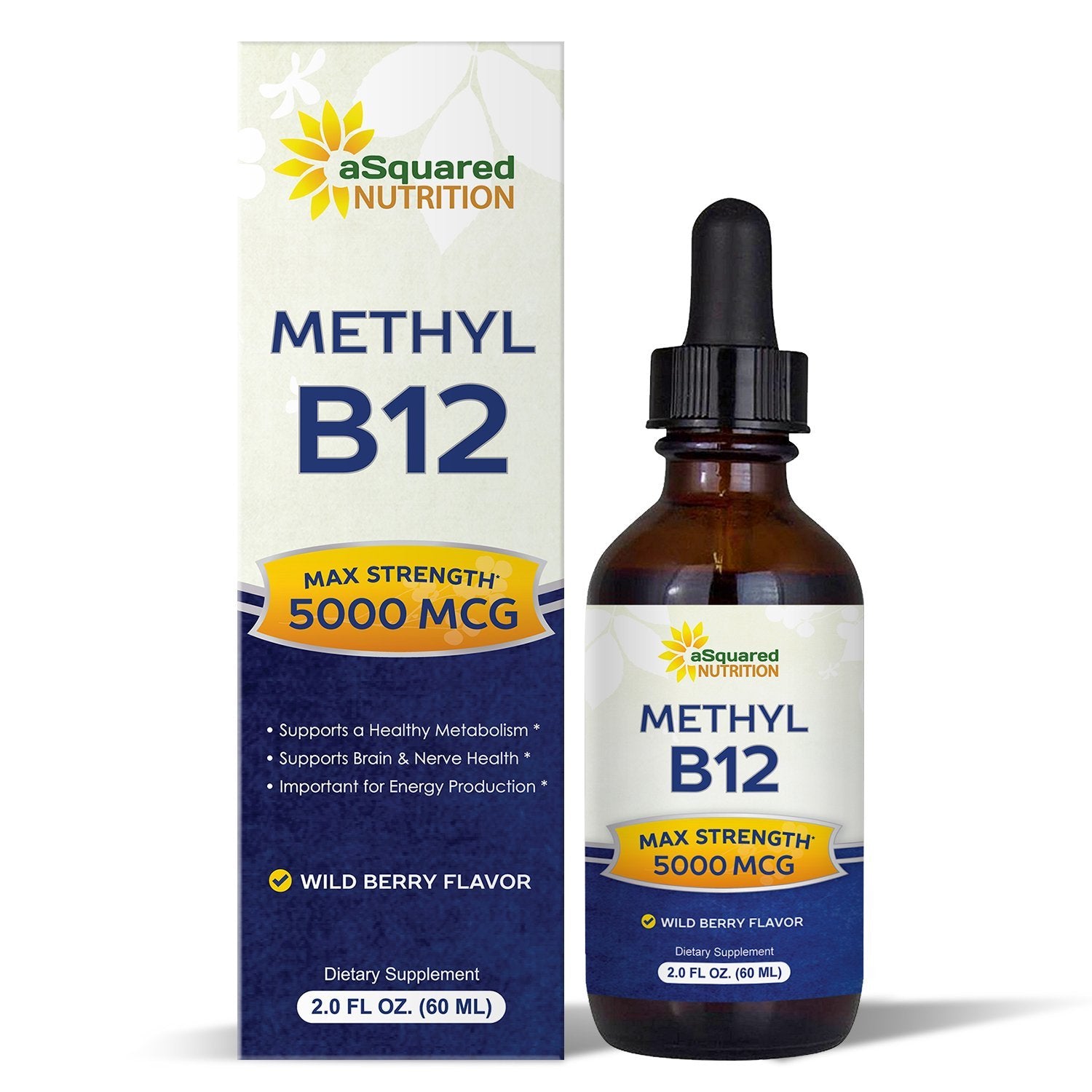 vitamina b12 altissima aSquared Nutrition Vitamin B12 Sublingual Liquid Drops - 5000 MCG Supplement With Methylcobalamin (Methyl B-12)